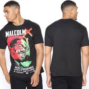 Malcom X Portrait Graphic Short Sleeve T-Shirt Men’s Size M